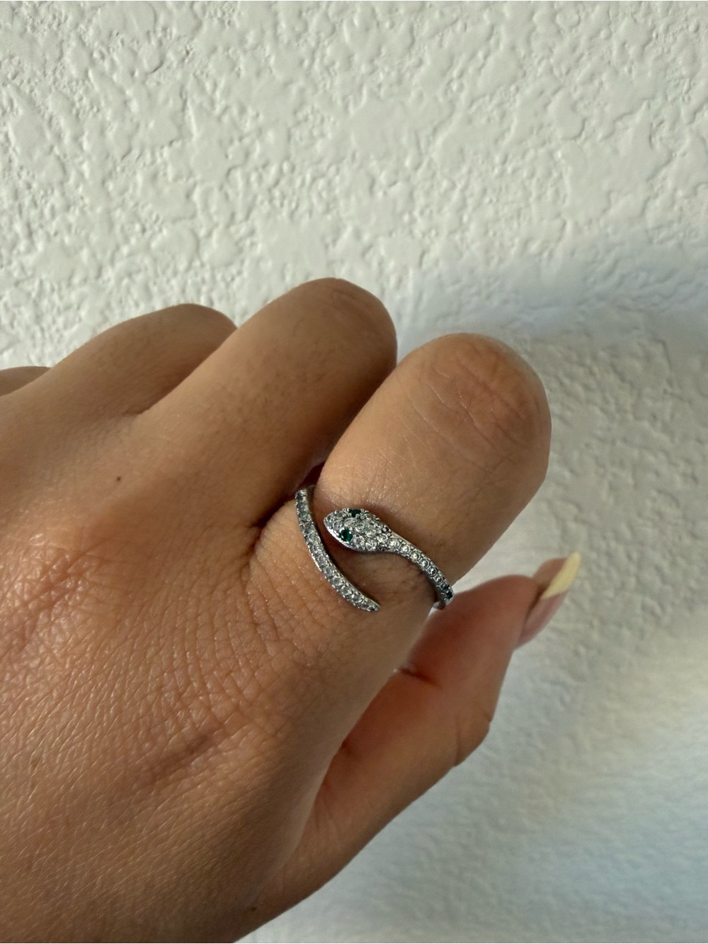 Sterling Silver Pavé Snake Ring with Green Accent - Women's Jewelry